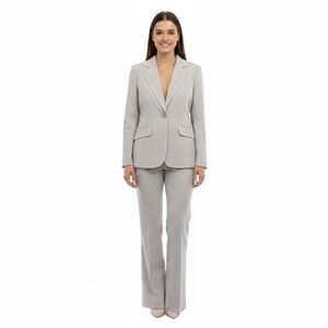 Cabi Women 6 Jacket 8 Pants Suit Gray Greige Stitching Professional Career
